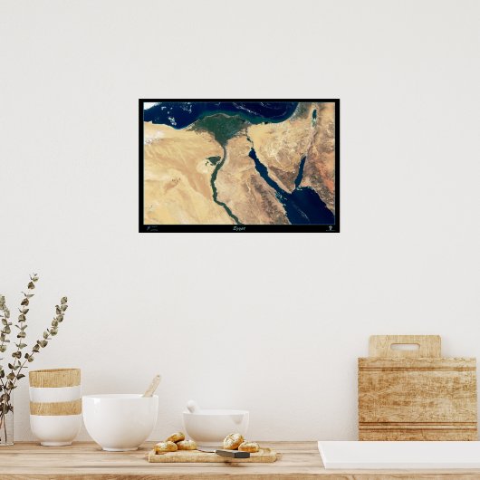Egyptische plattegrond met satellietkaart Poster A (Keuken)
