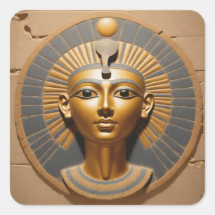 Egyptische prinses met zon schijf vierkante sticker