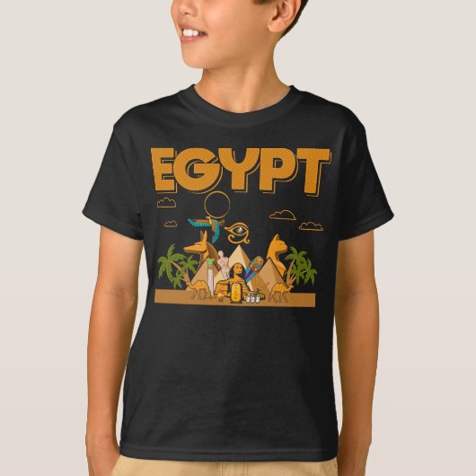 Egyptische Pyramides Camels Pharaoh Sphinx Horus E T-shirt (Voorkant)