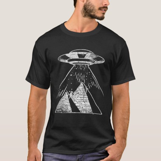 Egyptische Pyramides UFO-ontvoering Alien Astronau T-shirt (Voorkant)