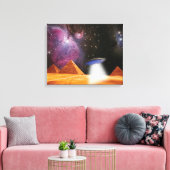 Egyptische Pyramids Giza ontmoeten ruimte en UFO Canvas Afdruk (Insitu (Woonkamer))