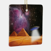 Egyptische Pyramids Giza ontmoeten ruimte en UFO Keramisch Ornament (Rechts)
