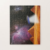 Egyptische Pyramids Giza ontmoeten ruimte en UFO Legpuzzel (Verticaal)