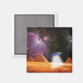 Egyptische Pyramids Giza ontmoeten ruimte en UFO Magneet (Voorkant / Achterkant)