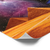 Egyptische Pyramids Giza ontmoeten ruimte en UFO Poster (Hoek)