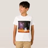 Egyptische Pyramids Giza ontmoeten ruimte en UFO T-shirt (Voorkant volledig)