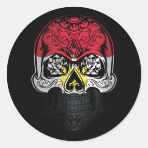 Egyptische Rozen en schedelvlag Ronde Sticker