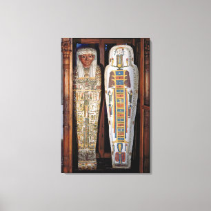 Egyptische sarcofaag bekleed met hiërogliefen (p canvas afdruk