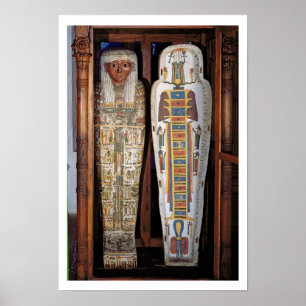 Egyptische sarcofaag bekleed met hiërogliefen (p poster