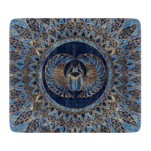 Egyptische Scarab Beetle Gold en Blauwe marmer Snijplank