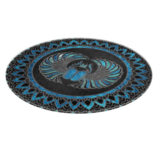 Egyptische Scarab Beetle - Goud en blauw glas Snijplank (Hoek)