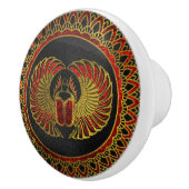 Egyptische Scarab Beetle - Goud en rood metallisch Keramische Knop (Rechts)