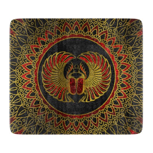 Egyptische Scarab Beetle - Goud en rood metallisch Snijplank (Voorkant)