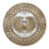 Egyptische Scarab Beetle Pastel Golds Keramische Knop (Voorkant)