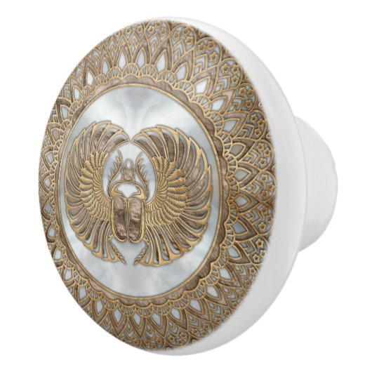 Egyptische Scarab Beetle Pastel Golds Keramische Knop (Rechts)