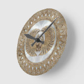 Egyptische Scarab Beetle Pastel Golds Ronde Klok (Hoek)