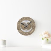 Egyptische Scarab Beetle Pastel Golds Ronde Klok (Huis)