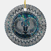 Egyptische Scarab Beetle Silver en Abalone Keramisch Ornament (Achterkant)