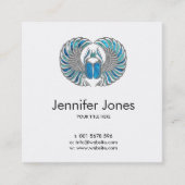 Egyptische Scarab Beetle - SIlver en blauw glas Vierkante Visitekaartje (Voorkant)