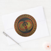Egyptische Scarab Kever - Goud en rood metallic Ronde Sticker (Envelop)