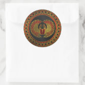 Egyptische Scarab Kever - Goud en rood metallic Ronde Sticker (Tas)
