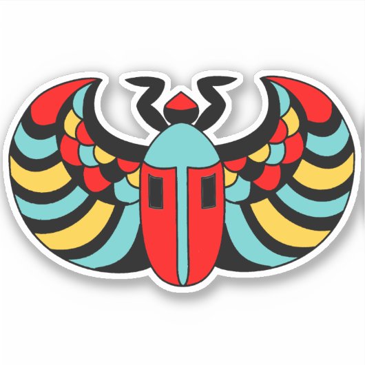 Egyptische Scarab Kever Heldere kleuren Sticker (Voorkant)