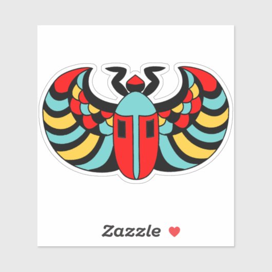 Egyptische Scarab Kever Heldere kleuren Sticker (Vel)