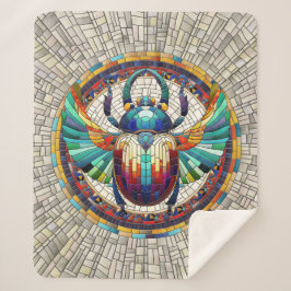 Egyptische Scarab Kever - Mozaïekkunst Sherpa Deken