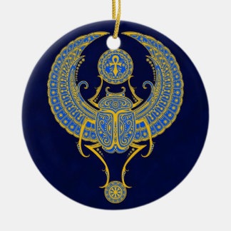 Egyptische scharrelaar, blauw keramisch ornament