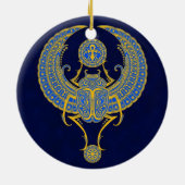 Egyptische scharrelaar, blauw keramisch ornament (Achterkant)