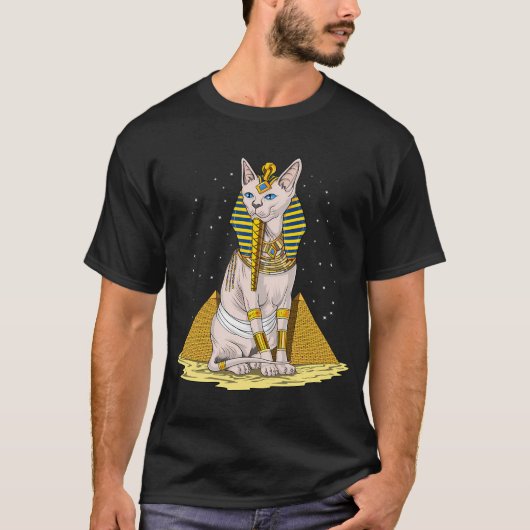 Egyptische Sfinx Kat Pharao T-shirt (Voorkant)