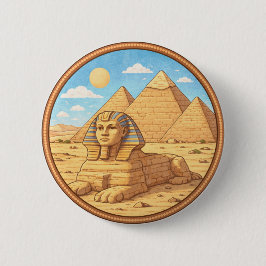 Egyptische Sfinx Ronde Button 5,7 Cm