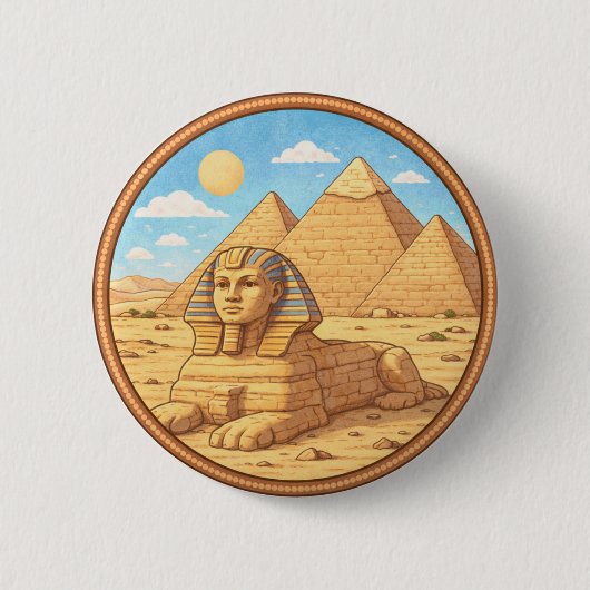 Egyptische Sfinx Ronde Button 5,7 Cm (Voorkant)