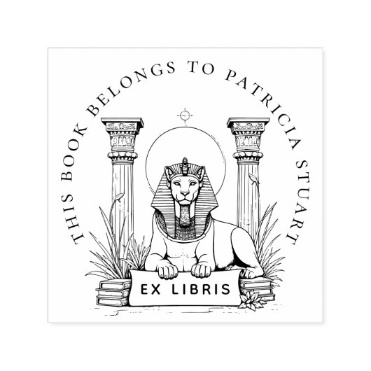 Egyptische Sphinx Custom Name Ex Libris Stamp Zelfinktende Stempel (Design)
