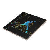 Egyptische Sphinx over hiërogliefen Blue crystal e Tegeltje (Zijkant)