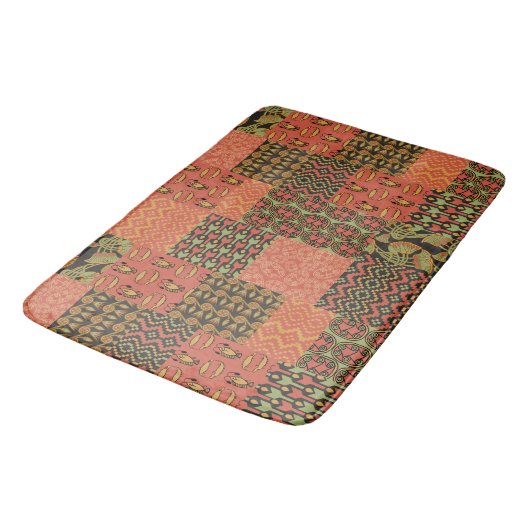 Egyptische stam Faux Patchwork Red Green Black Badmat (Gekanteld)
