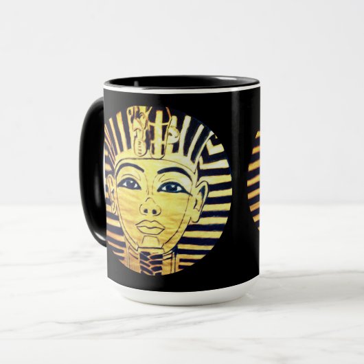 Egyptische Style Black en Gold Pharaoh Coffee-Mok Mok (Voorkant links)