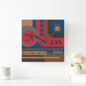 Egyptische symbolen Art Deco Compositie #5 Vierkante Klok (Huis)