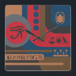 Egyptische symbolen Art Deco Compositie #5 Vierkante Klok<br><div class="desc">Egyptische symbolen Art Deco Compositie #5</div>