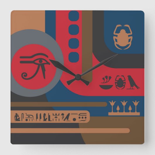 Egyptische symbolen Art Deco Compositie #5 Vierkante Klok (Voorkant)