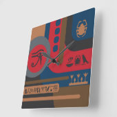 Egyptische symbolen Art Deco Compositie #5 Vierkante Klok (Hoek)