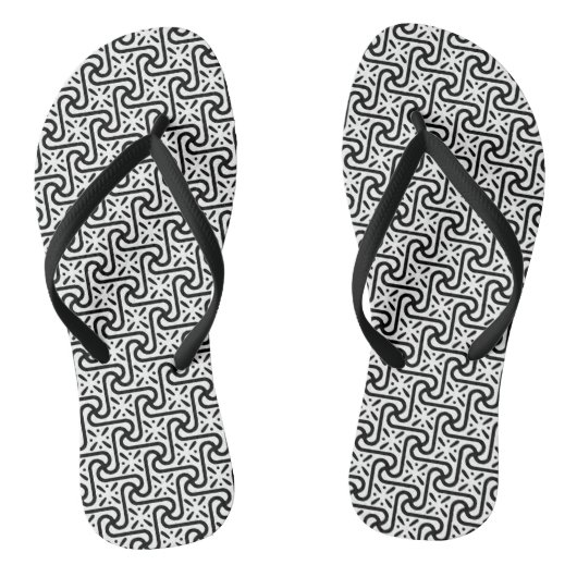 Egyptische Tegel Pattern, Black and White Teenslippers (Voetbed)