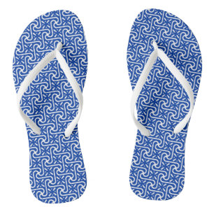 Egyptische Tegel Pattern, Cobalt Blue en White Teenslippers