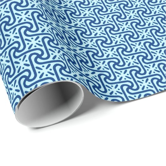 Egyptische Tegel Pattern, Indigo and Light Sky Blu Cadeaupapier (Rol Hoek)