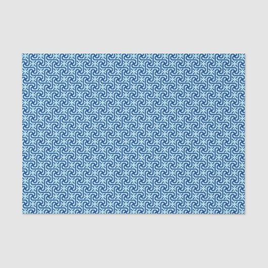 Egyptische Tegel Pattern, Indigo and Light Sky Blu Tissuepapier (Voorkant)