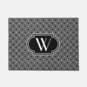 Egyptische tegel zwart-wit met monogram deurmat (Voorkant)
