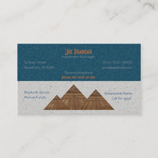 Egyptische Topaz Golden Pyramid Abstracte Kunst Visitekaartje (Voorkant)