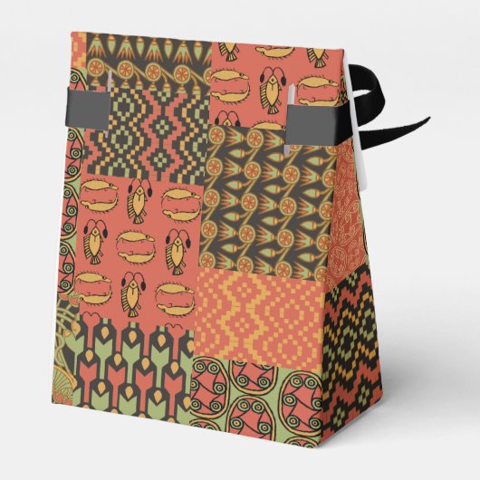 Egyptische tribune Faux Patchwork Tent Favor Box Bedankdoosjes (Achterkant)