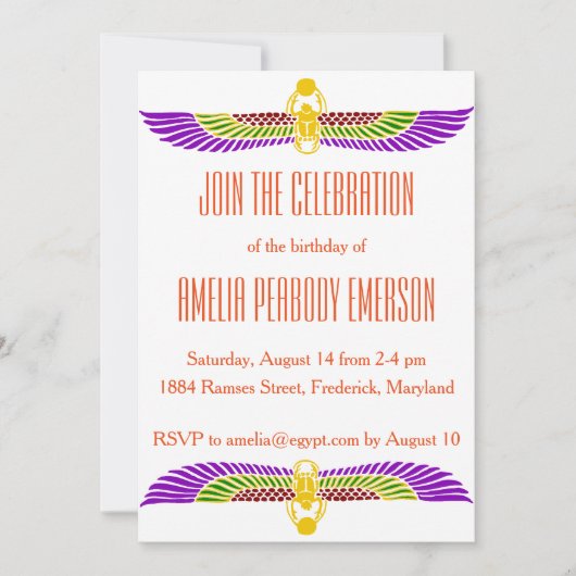 Egyptische uitnodiging voor verjaardagsfeestje (Voorkant)
