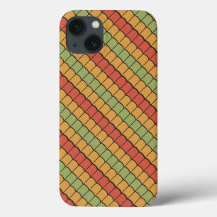 Egyptische veren rood geel groen patroon iPhone 13 hoesje
